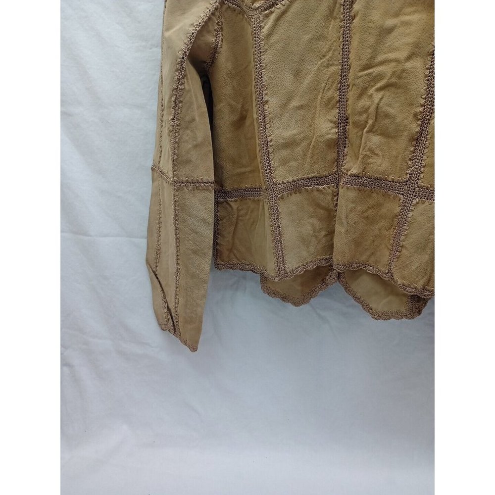 Suede Essentials Brown Patchwork Button Shirt Jac… - image 8